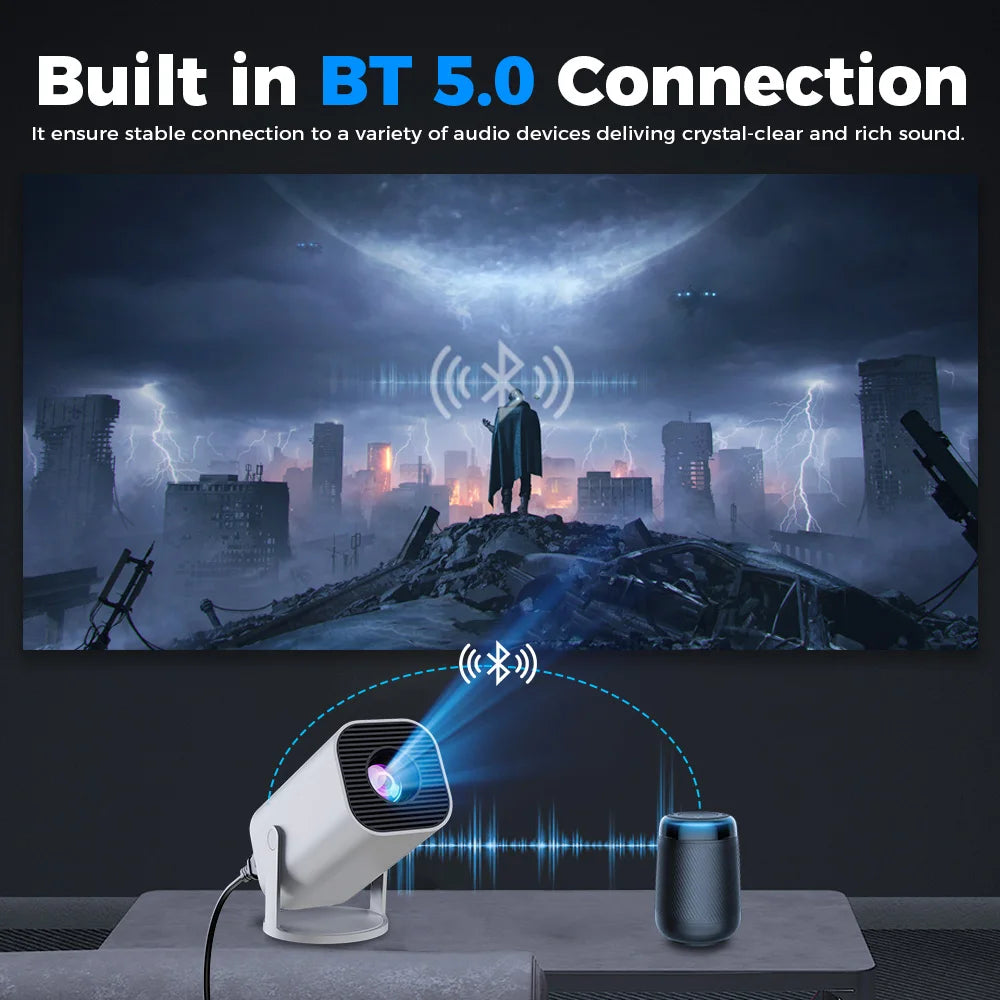 Smart Mini Portable Projector 4K Android11.0 720P Native 1280*720P Dual WIFI6 BT5.0 Outdoor Cinema Beam Projector Auto Keystone